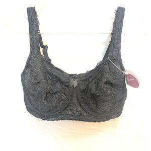 Amoena Rebecca WB 0972 Bra Women's 34B Black Lace Wireless Pocketed Mastectomy